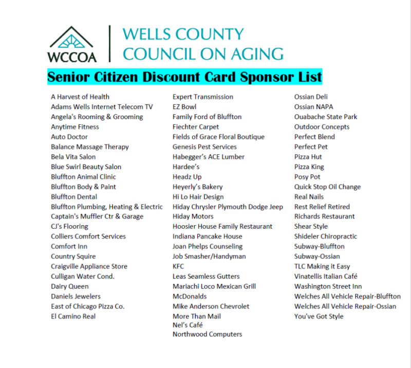 Senior Citizen Discount Card - Wells County Council on Aging
